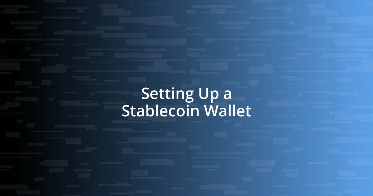 Setting Up a Stablecoin Wallet