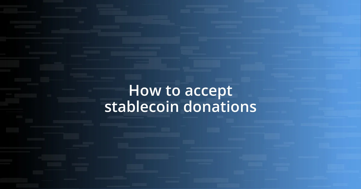 How to accept stablecoin donations